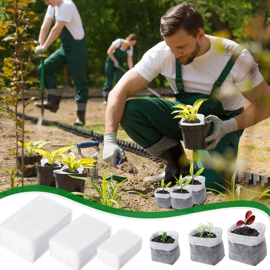 100/1000pcs Degradable Non-woven Plant Grow Bags Sapling Seed Nursery Bag Grow Pockets Planting Cultivation Pouches Garden Tools Le Coin Vert