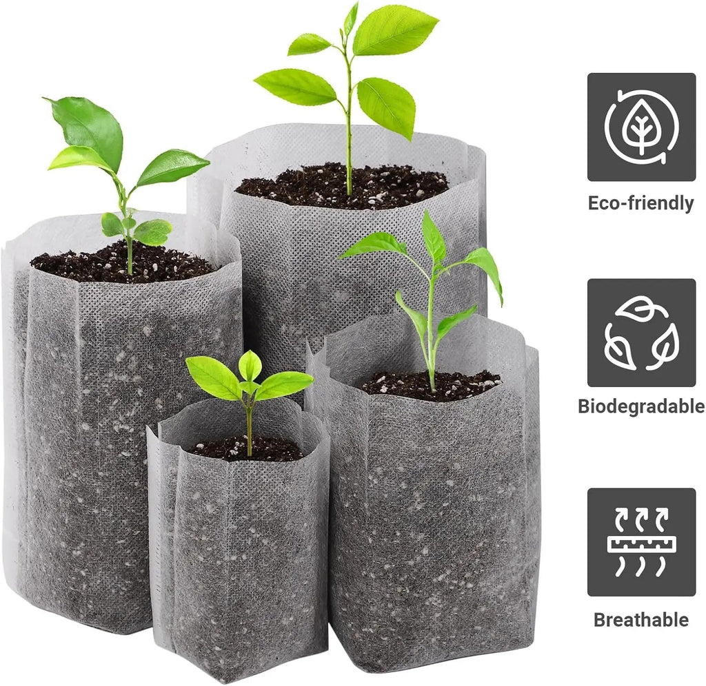 100/1000pcs Degradable Non-woven Plant Grow Bags Sapling Seed Nursery Bag Grow Pockets Planting Cultivation Pouches Garden Tools Le Coin Vert