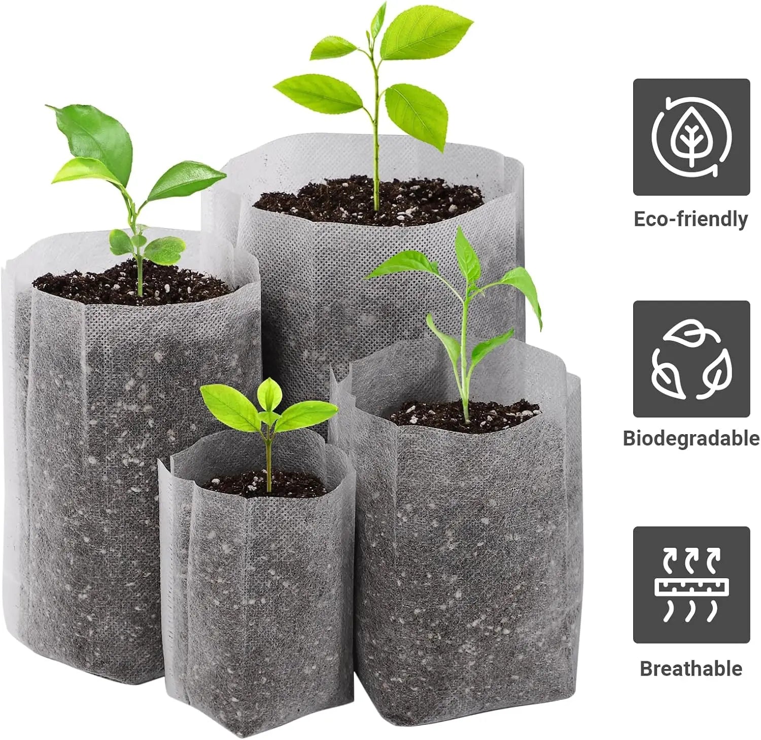 100/1000pcs Degradable Non-woven Plant Grow Bags Sapling Seed Nursery Bag Grow Pockets Planting Cultivation Pouches Garden Tools Le Coin Vert