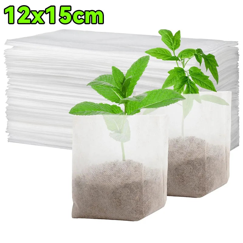 100/1000pcs Degradable Non-woven Plant Grow Bags Sapling Seed Nursery Bag Grow Pockets Planting Cultivation Pouches Garden Tools Le Coin Vert